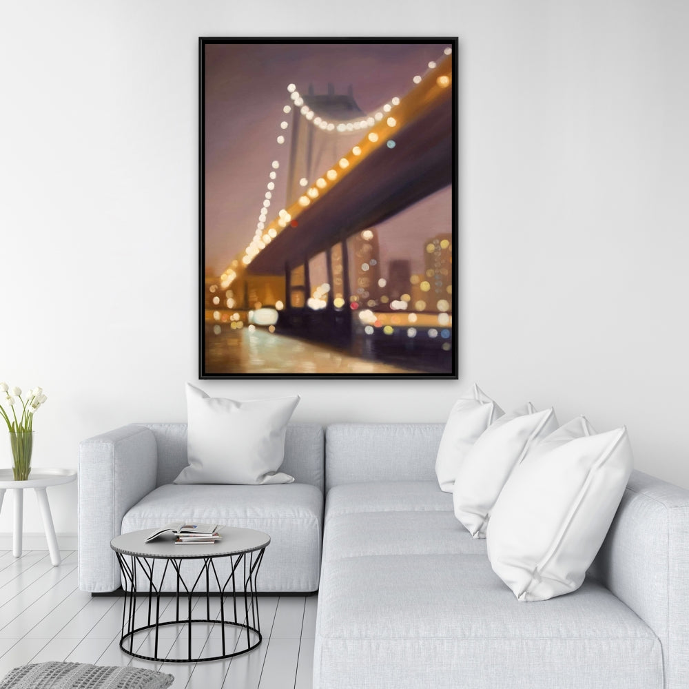 New York at Night Canvas | Bridge Cities Bedroom Decor