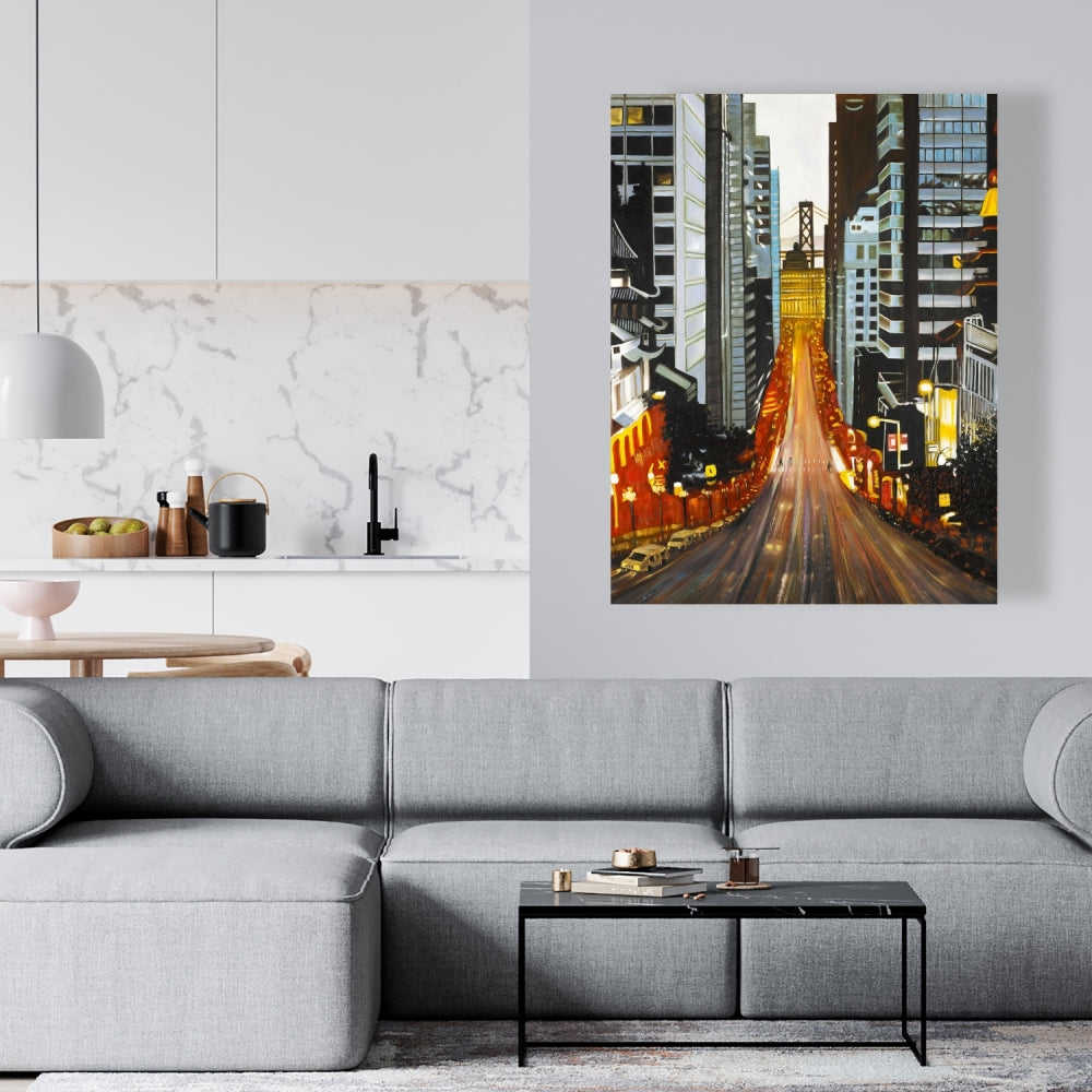 San Francisco by Night Blue Building Canvas | Bedroom Decor