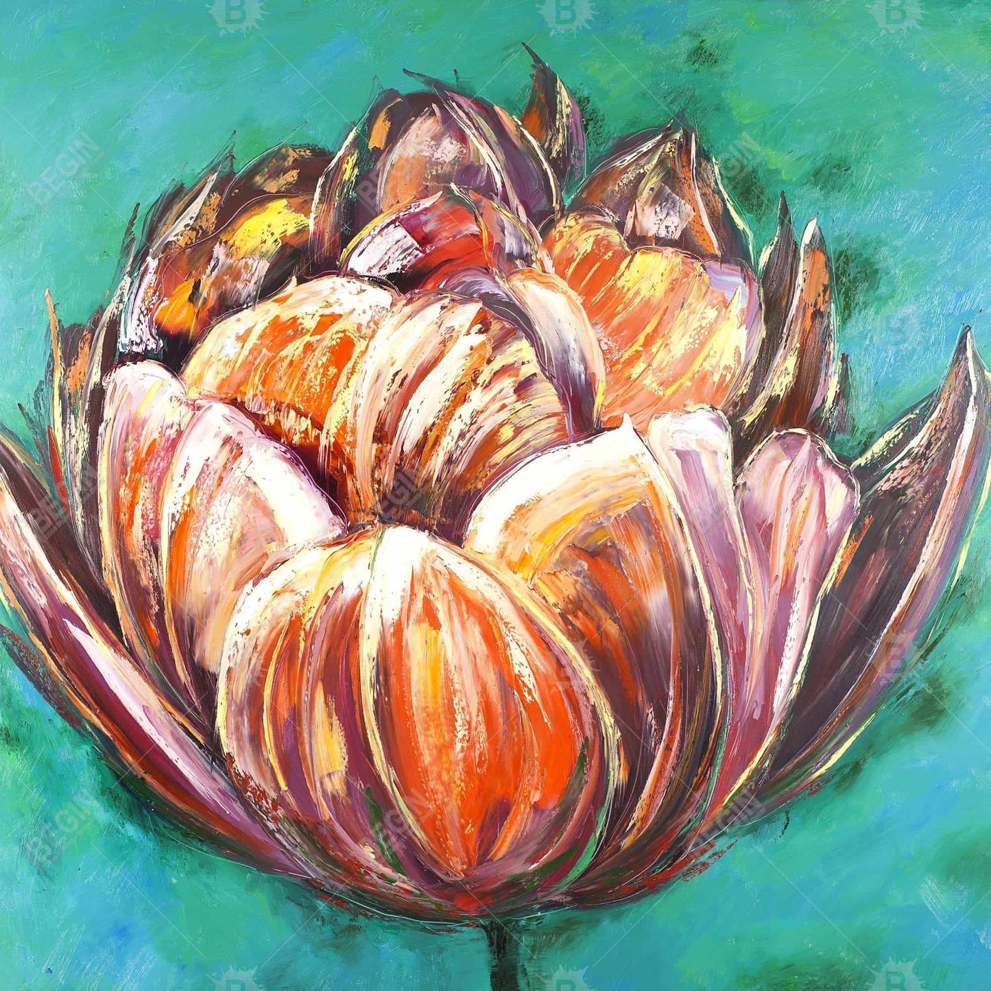 Abstract Double Tulips Flower Canvas | Orange Wall Art Decor