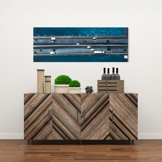 Overhead View Traffic Golden Gate Canvas - Sea Blue Decor