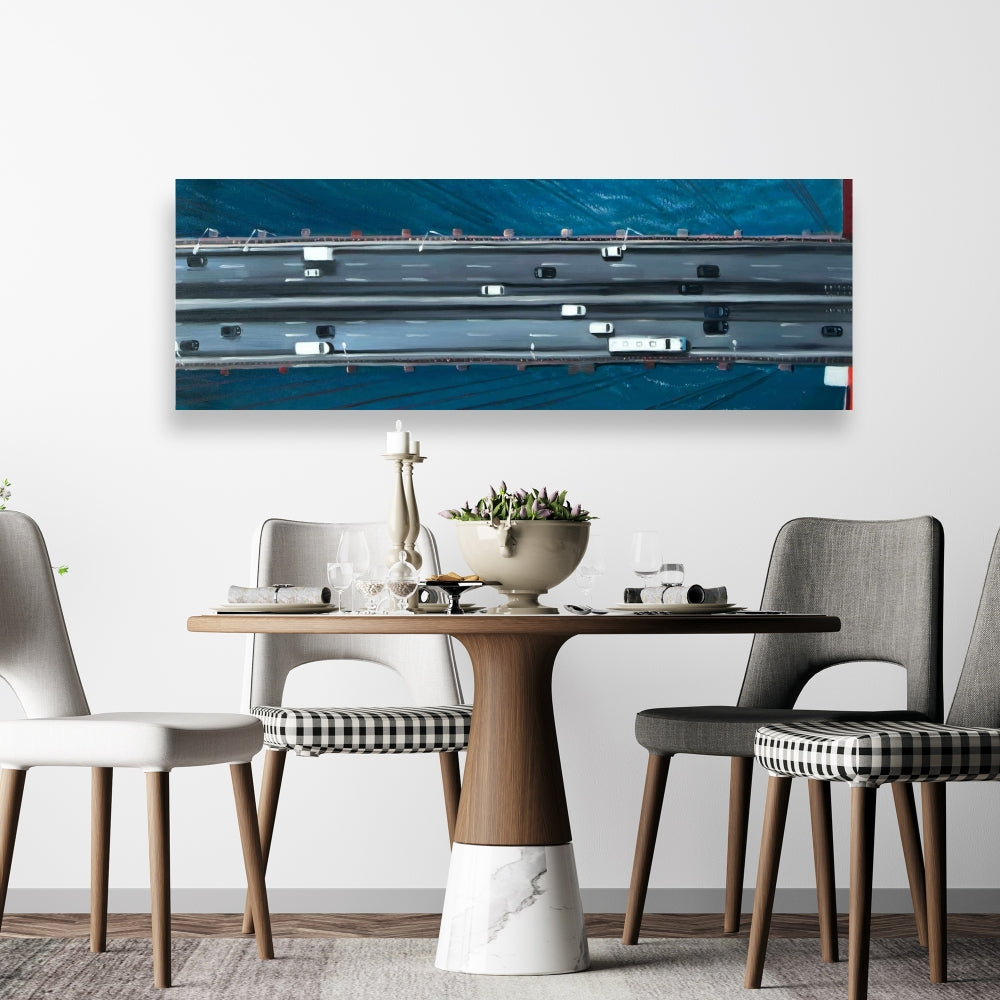 Overhead View Traffic Golden Gate Canvas - Sea Blue Decor