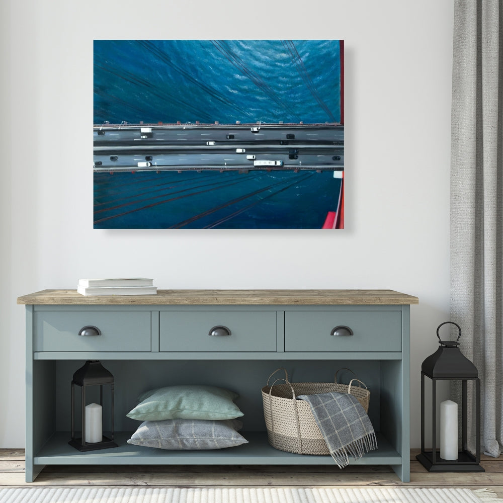Overhead View Traffic Golden Gate Canvas - Sea Blue Decor