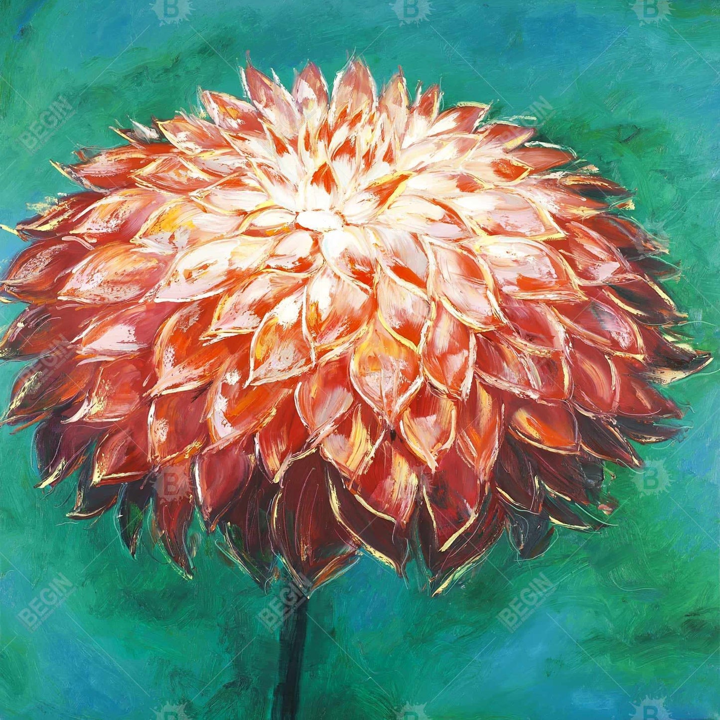 Abstract Dahlia Flower Canvas | Botanical Home Decor Art