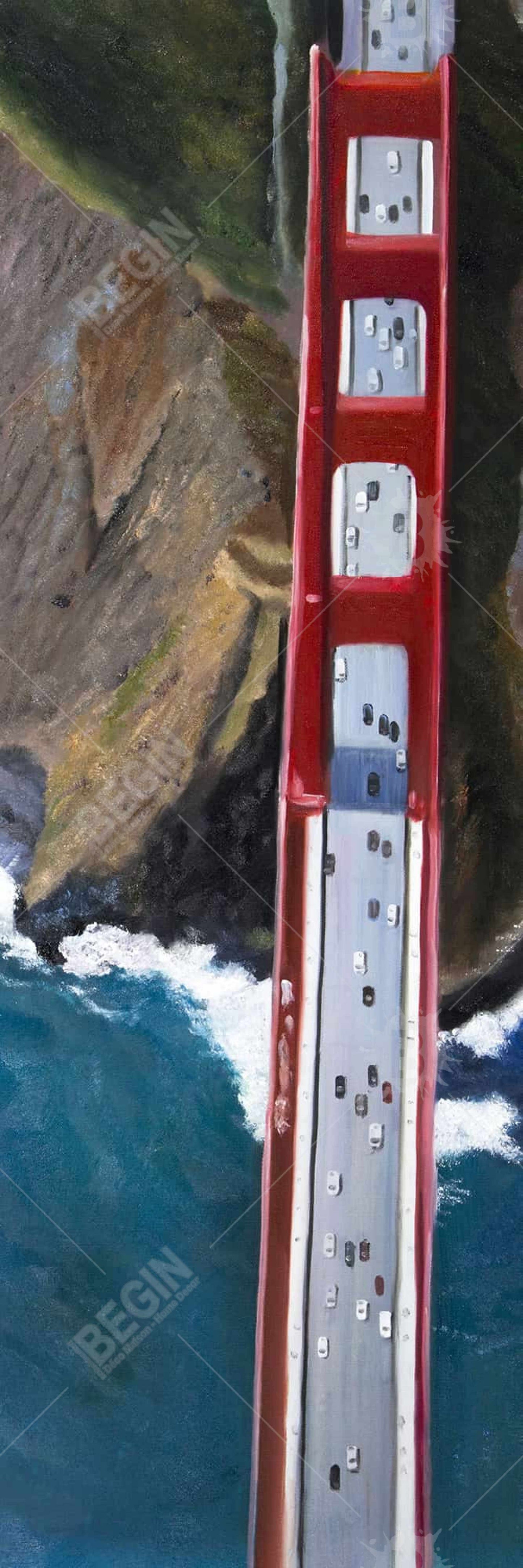 Golden Gate & Mountains Canvas | Sea Cities Bedroom Decor