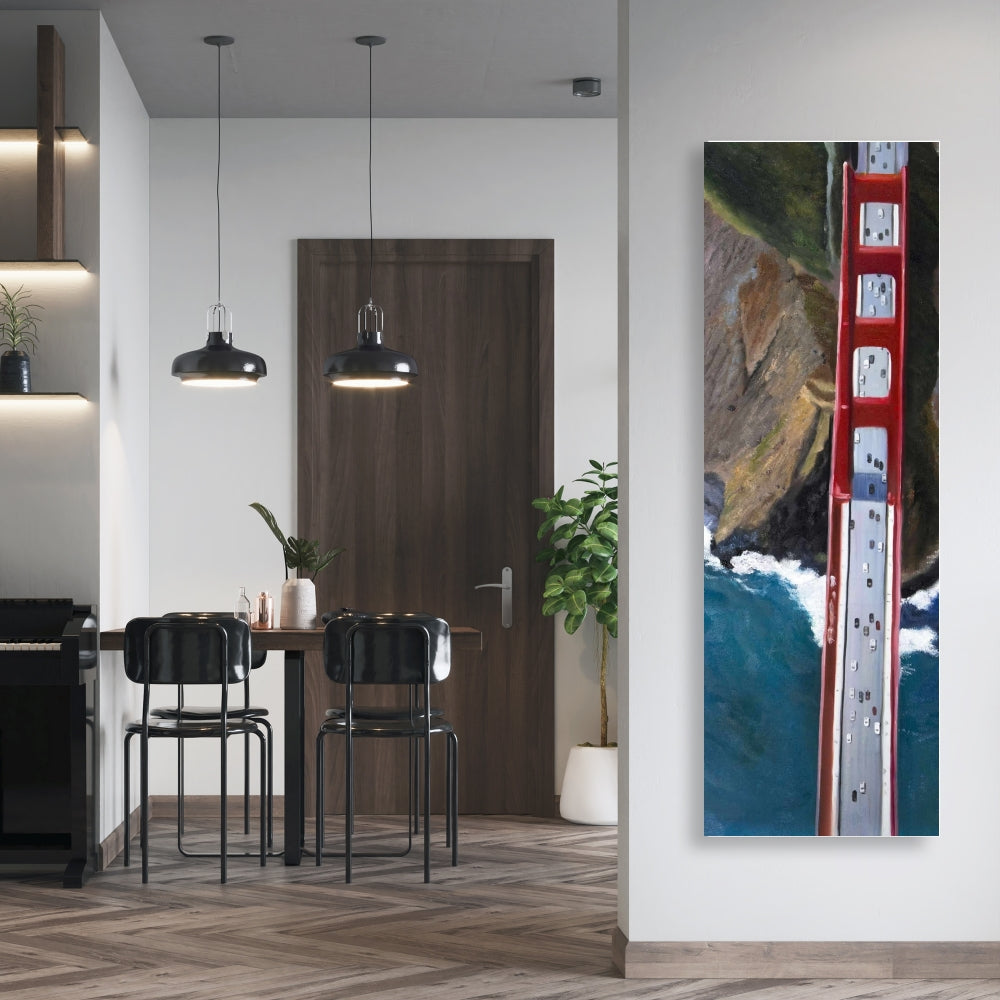 Golden Gate & Mountains Canvas | Sea Cities Bedroom Decor