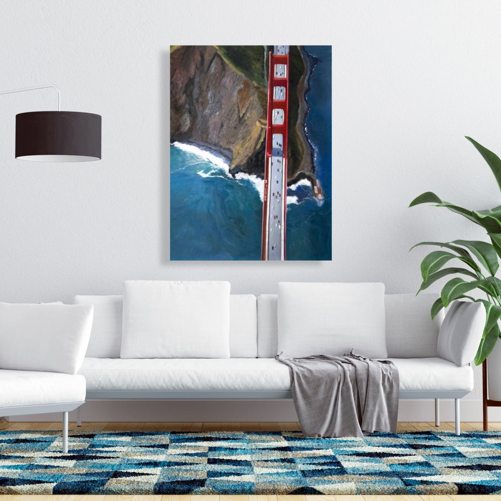 Golden Gate & Mountains Canvas | Sea Cities Bedroom Decor