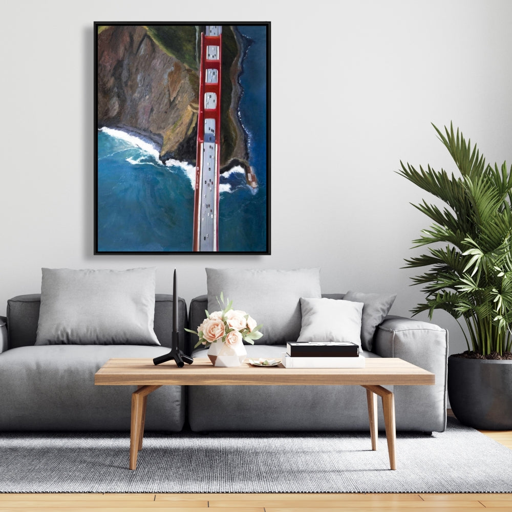 Blue Cities Bedroom Canvas | Golden Gate & Mountains Decor