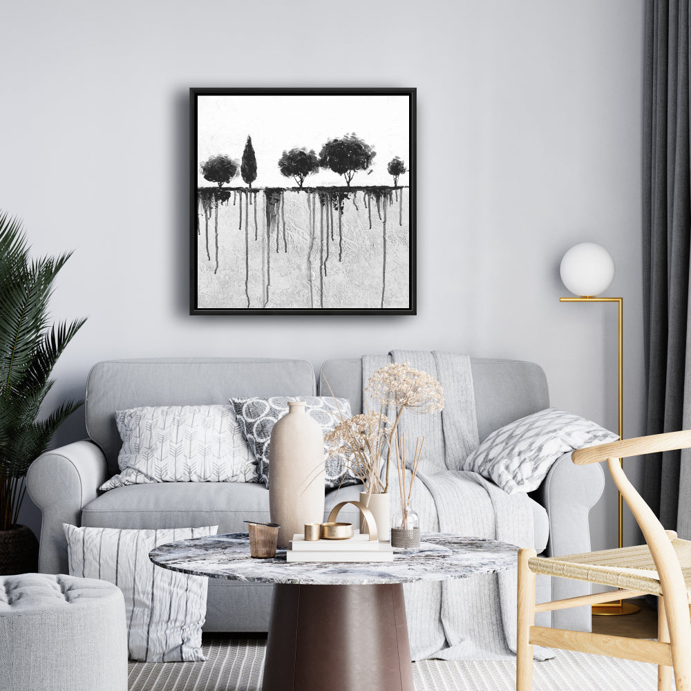Ink Bleeding Trees Canvas | Framed Art for Bedroom Decor