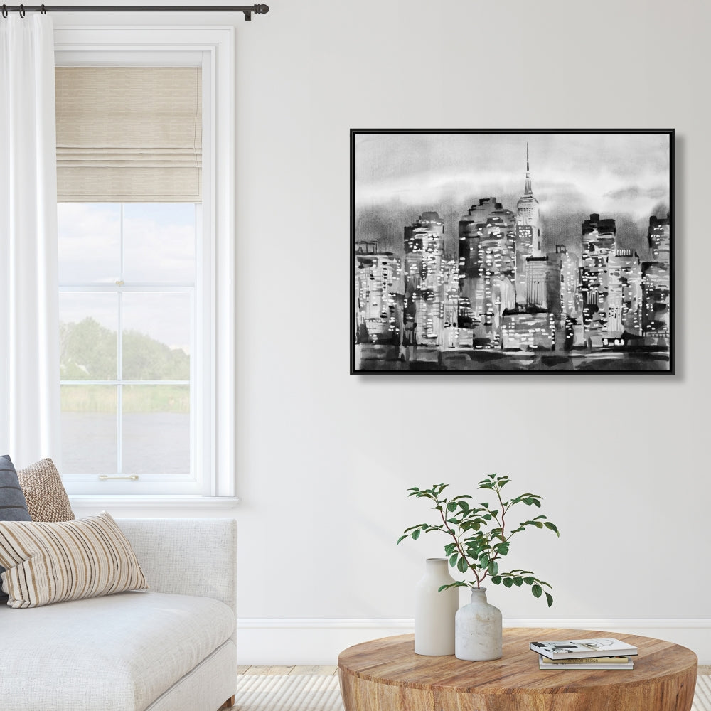 Toile « Villes grises » | Paysage urbain à l'aquarelle