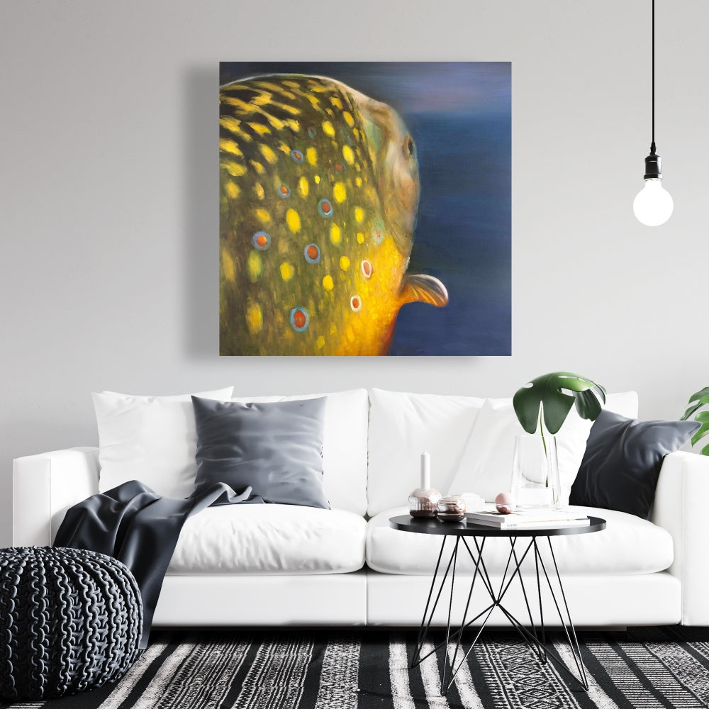 Golden Trout Fish Rustic Canvas | Blue Bedroom Wall Decor