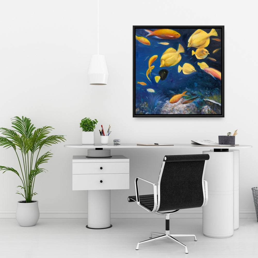 Toile encadrée Poissons sous la mer - Décoration de chambre contemporaine