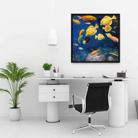 Toile encadrée Poissons sous la mer - Décoration de chambre contemporaine