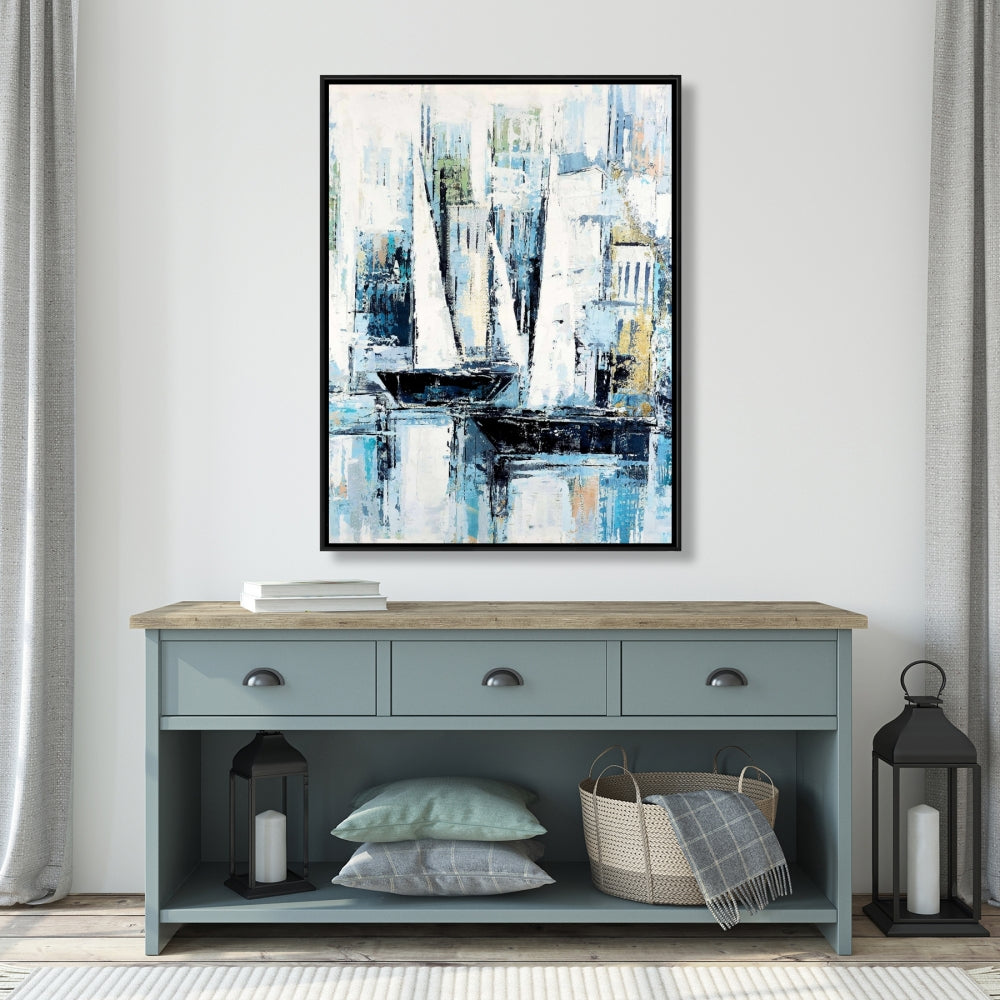 Bateaux de style industriel | Toile encadrée représentant un bateau côtier