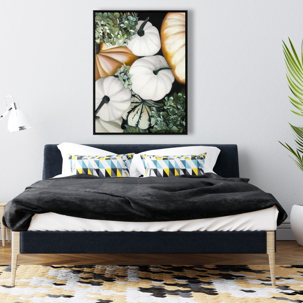 Toile encadrée « Citrouilles d'automne » | Décoration d'intérieur écologique