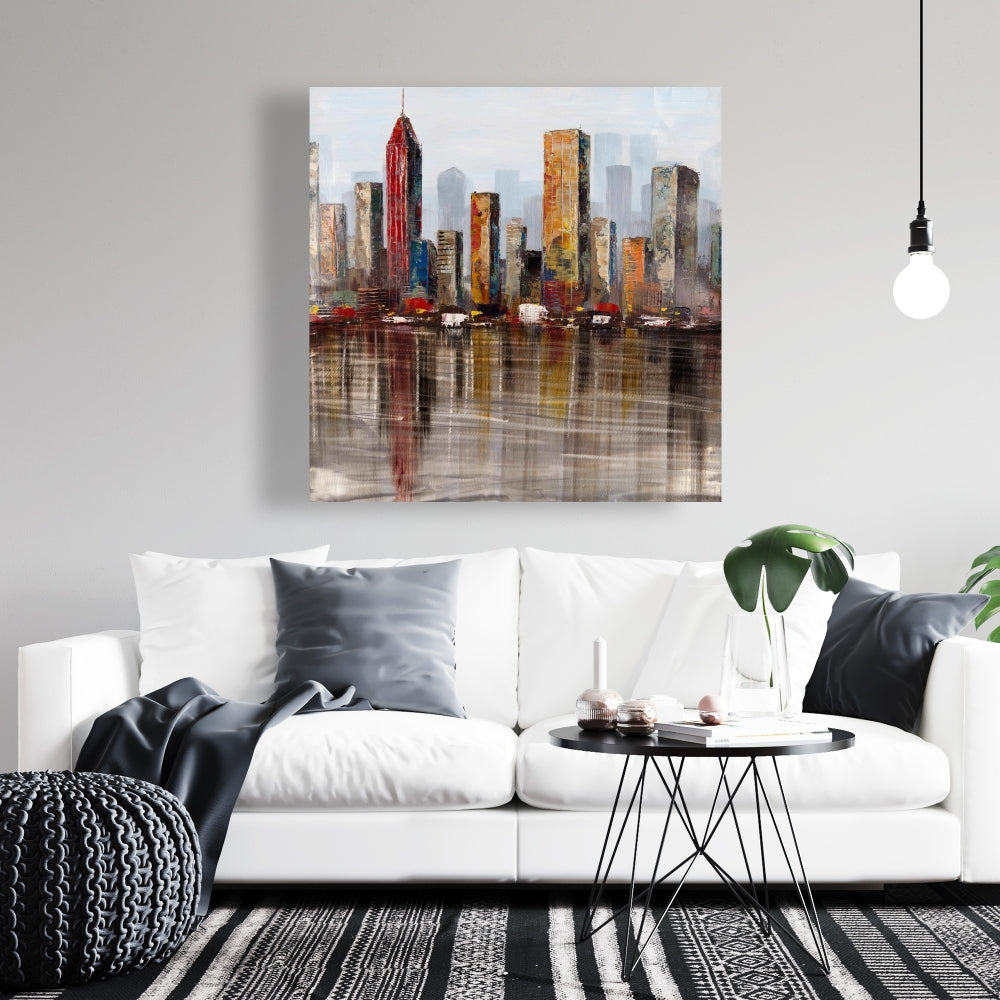 Rust Looking City Canvas | Urban Bedroom Wall Art Decor