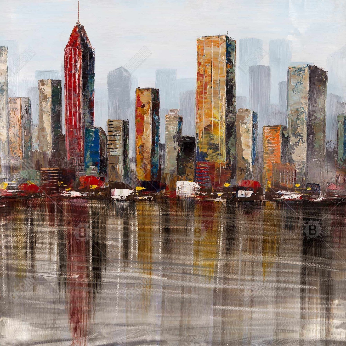 Rust Looking City Canvas | Urban Bedroom Wall Art Decor