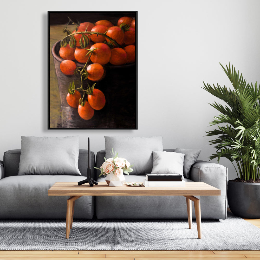 Toile « Seau de tomates cerises » | Décoration murale pour cuisine