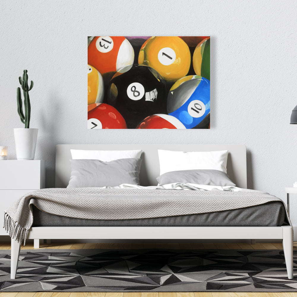 Pool Balls Closeup Canvas | Hyperrealist Home Decor Art