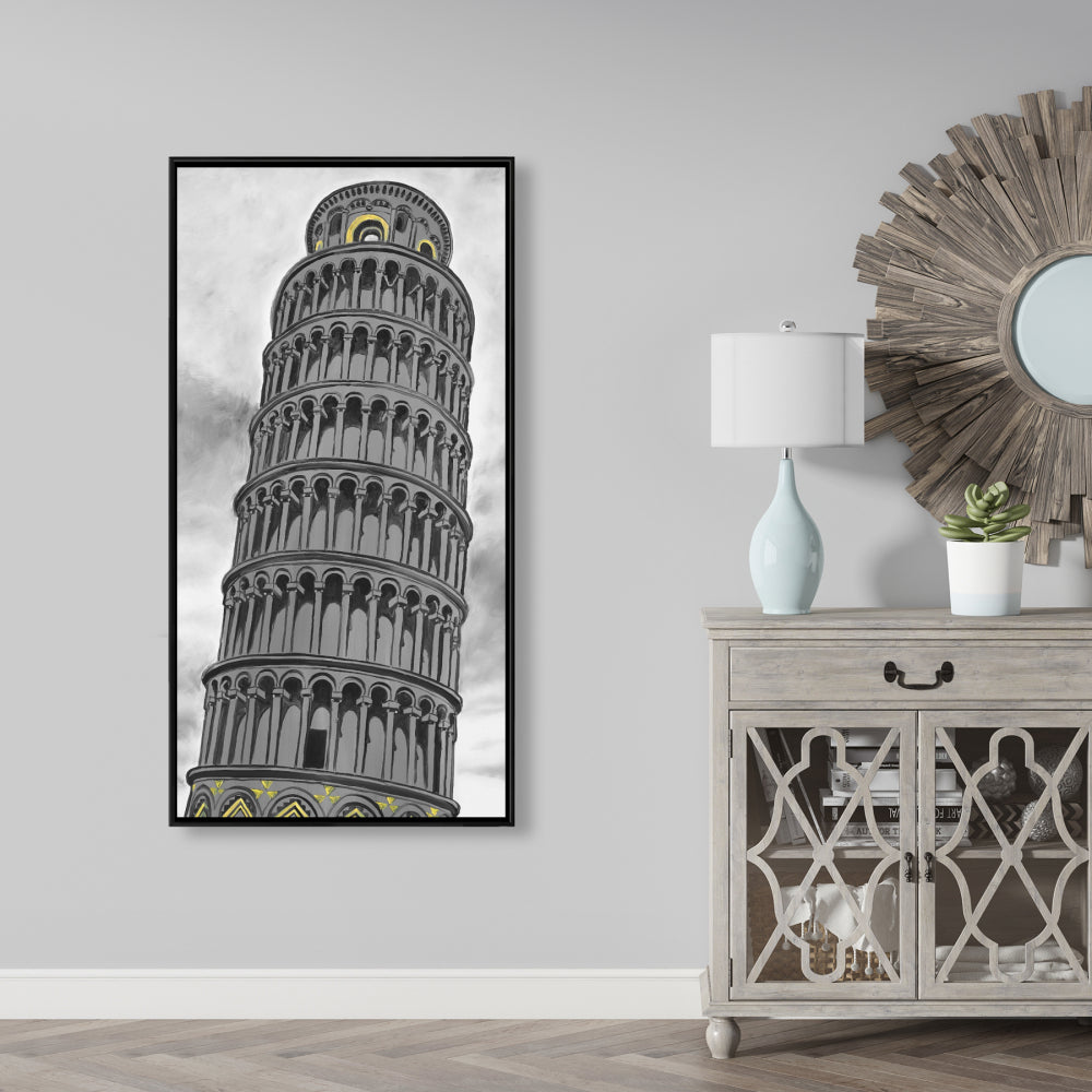 Toile de la Tour de Pise | Décoration d'intérieur : Construire des villes grises