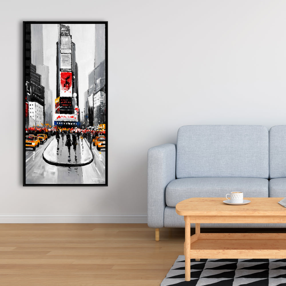 Gray Building Bedroom Canvas | New York City Busy Street Decor