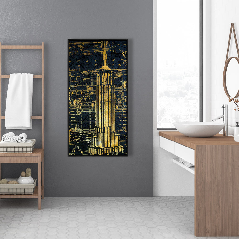 Toile imprimée Gold City Blue | Cadre bleu industriel