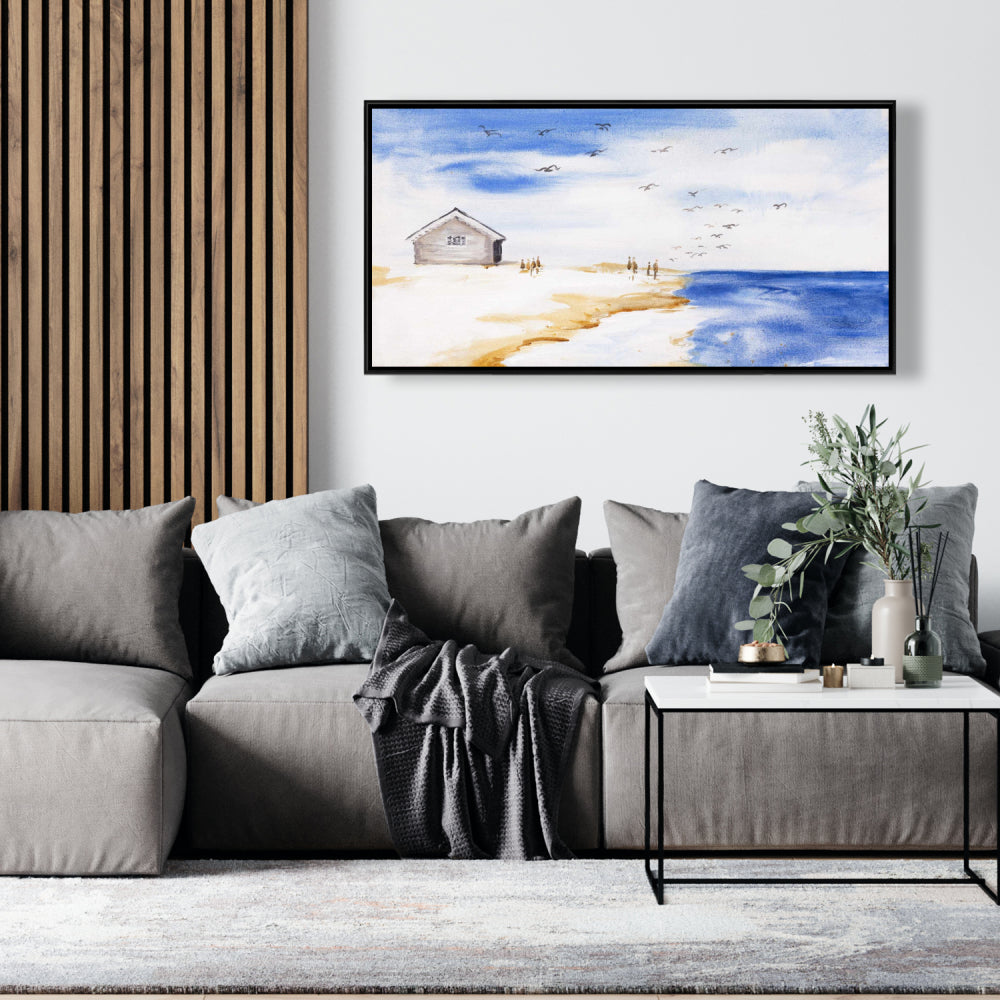 House on the Beach Coastal Marine Canvas | Bedroom Decor