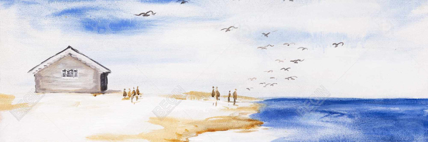 House on the Beach Coastal Marine Canvas | Bedroom Decor