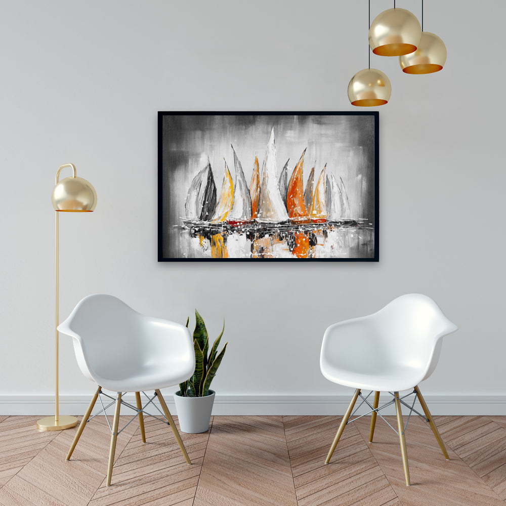 Voiles au vent | Toile encadrée côtière pour décoration intérieure