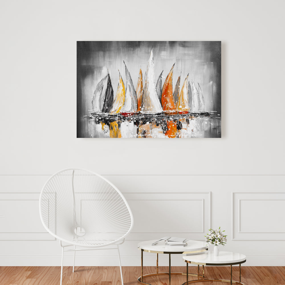 Voiles portées par le vent | Décoration contemporaine sur toile de bateau côtier