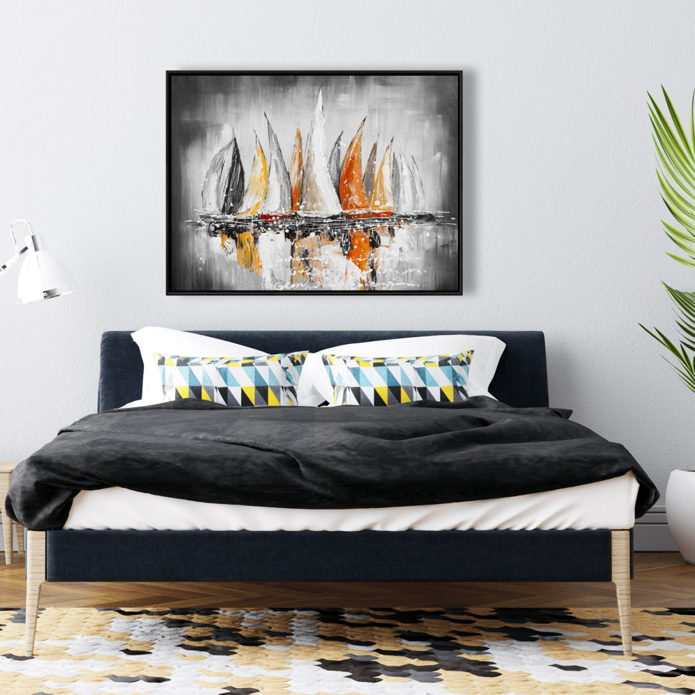 Voiles au vent | Toile encadrée côtière pour décoration intérieure