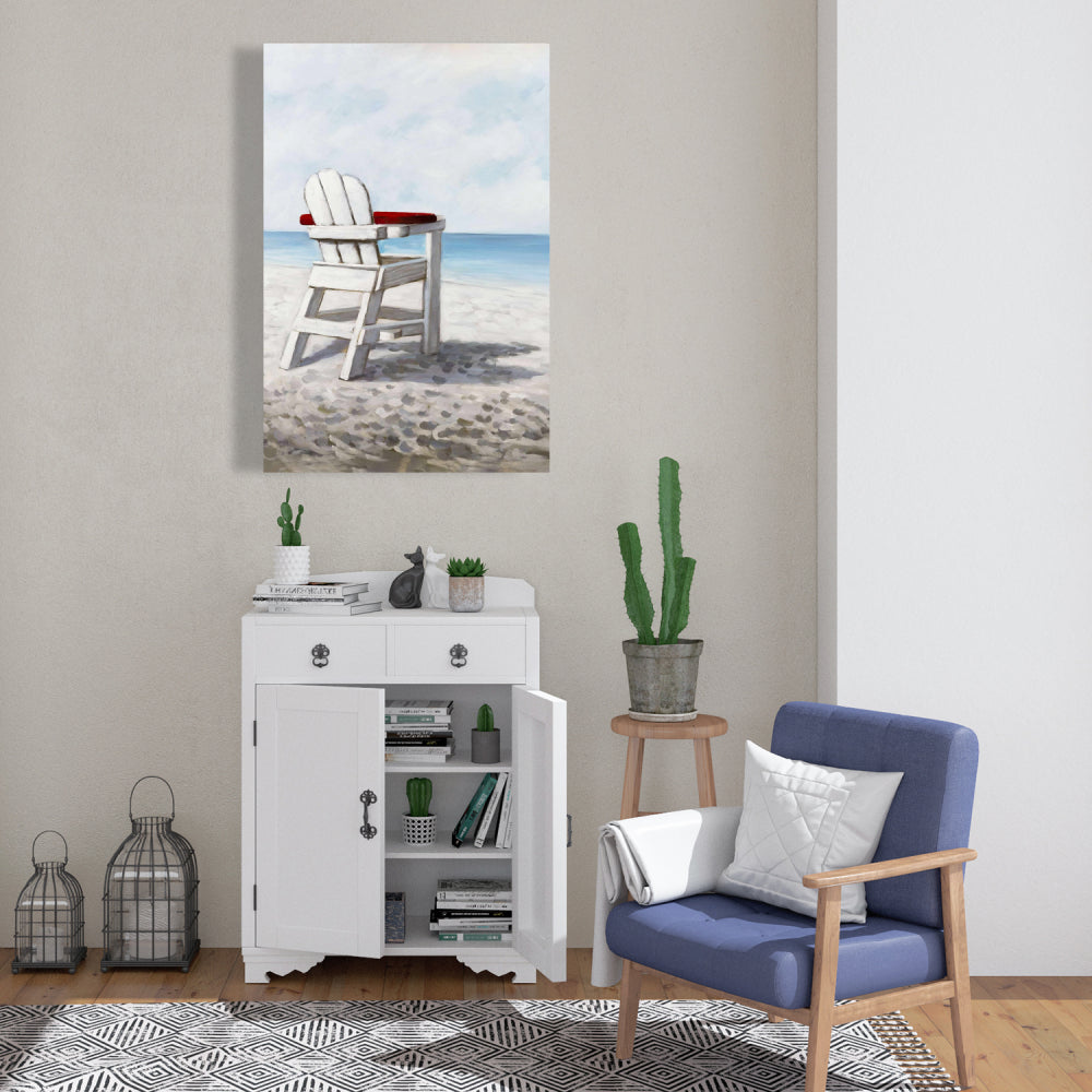 Coastal Bedroom Sea Canvas - White Beach Chair Home Decor