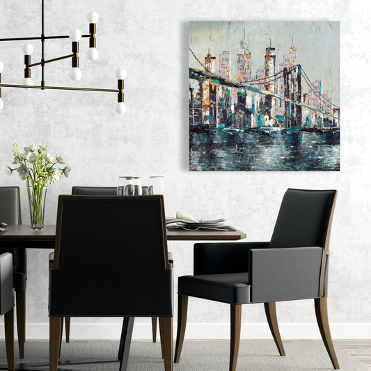 Toile abstraite « Pont » | Décoration murale texturée pour chambre