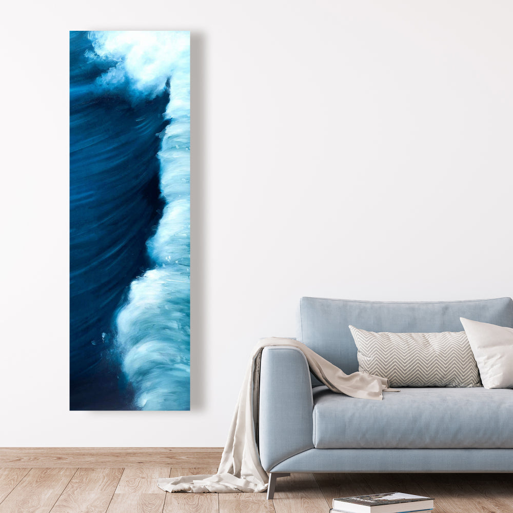 Wave Canvas - Contemporary Blue Bedroom Wall Art Decor