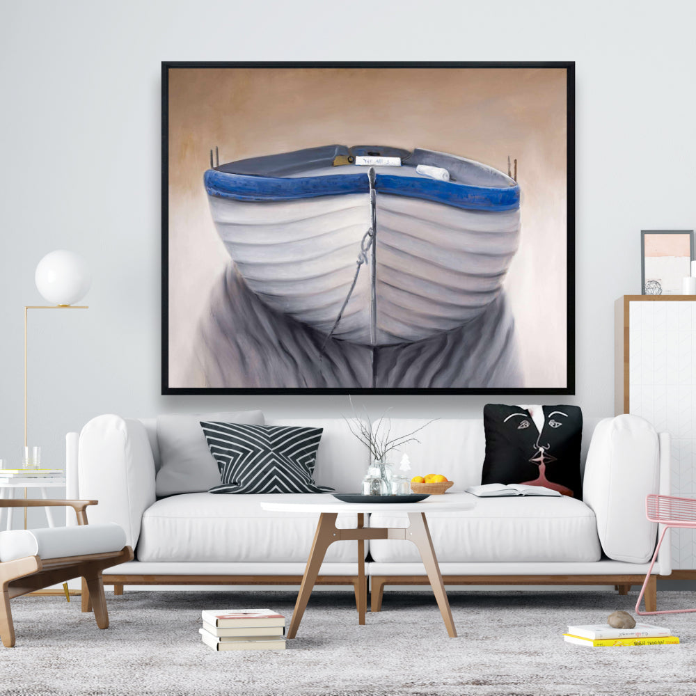 Canoe Boat Canvas | Contemporary Framed Art for Home Decor