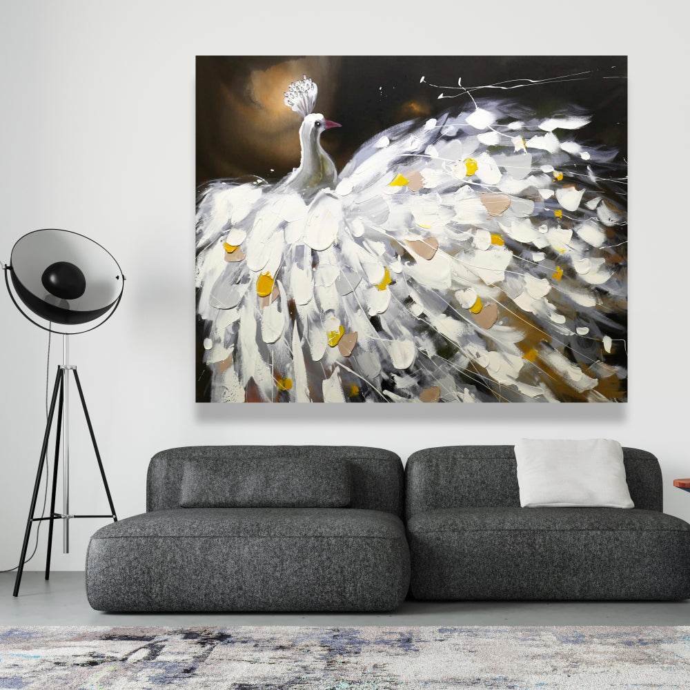 Abstract Peacock Canvas - Contemporary Bedroom Wall Art Decor
