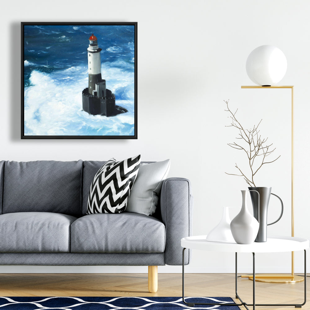 Unleashed Waves on a Lighthouse Canvas | Coastal Home Decor
