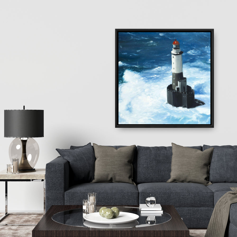 Unleashed Waves on a Lighthouse Canvas | Coastal Home Decor
