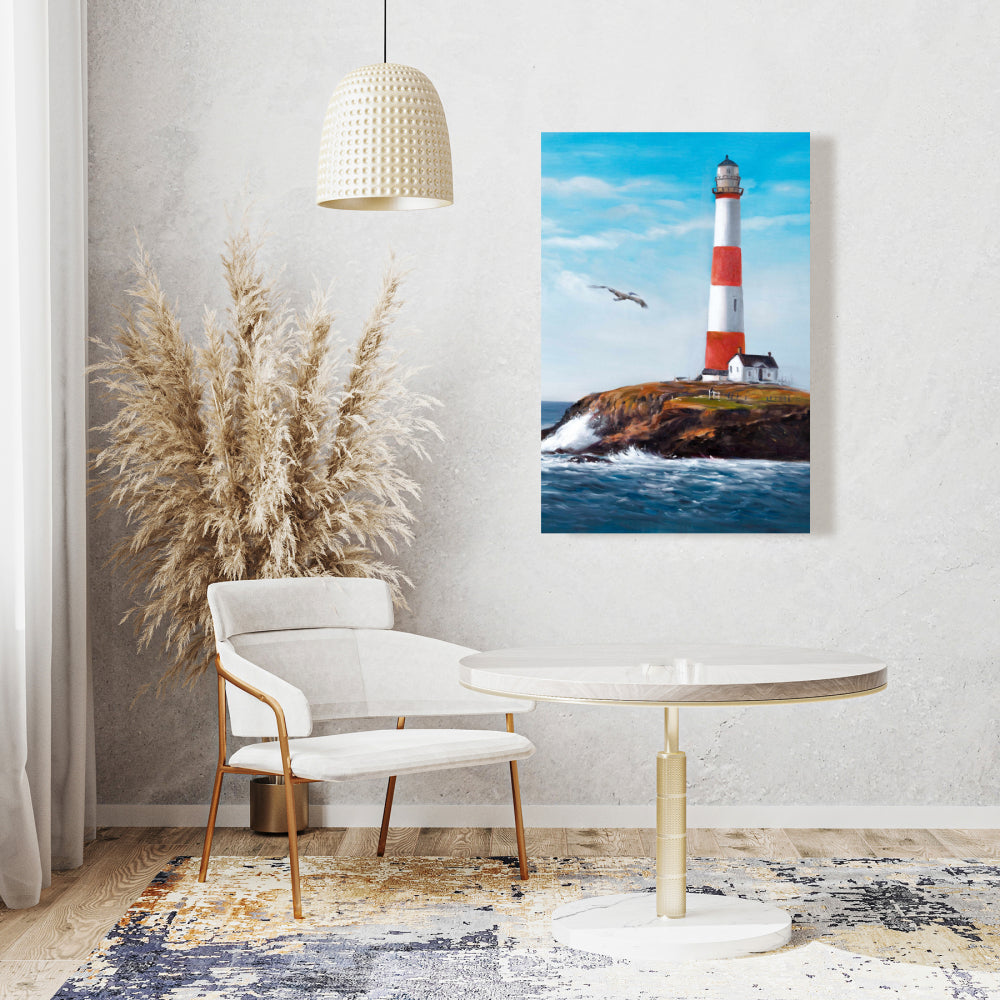 Lighthouse at Sea Canvas - Coastal Home Decor Wall Art