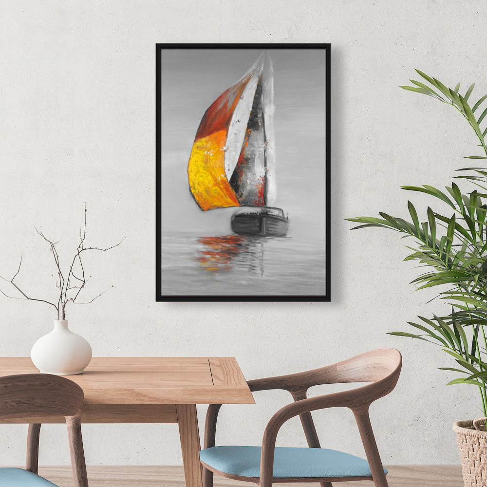 Coastal White Framed Canvas - Sail | Bedroom Wall Art Decor