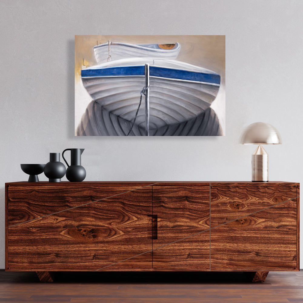 Two Canoe Boats Canvas | Contemporary Coastal Home Decor