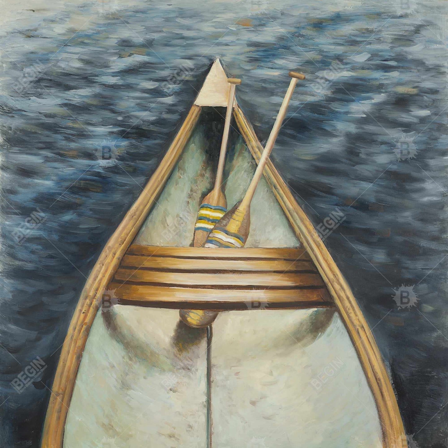 Toile encadrée « Canoë sur le lac » | Décoration de loisirs marins