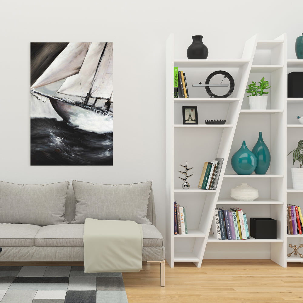 Coastal Bedroom Canvas - Boat in a Storm | Home Decor Art