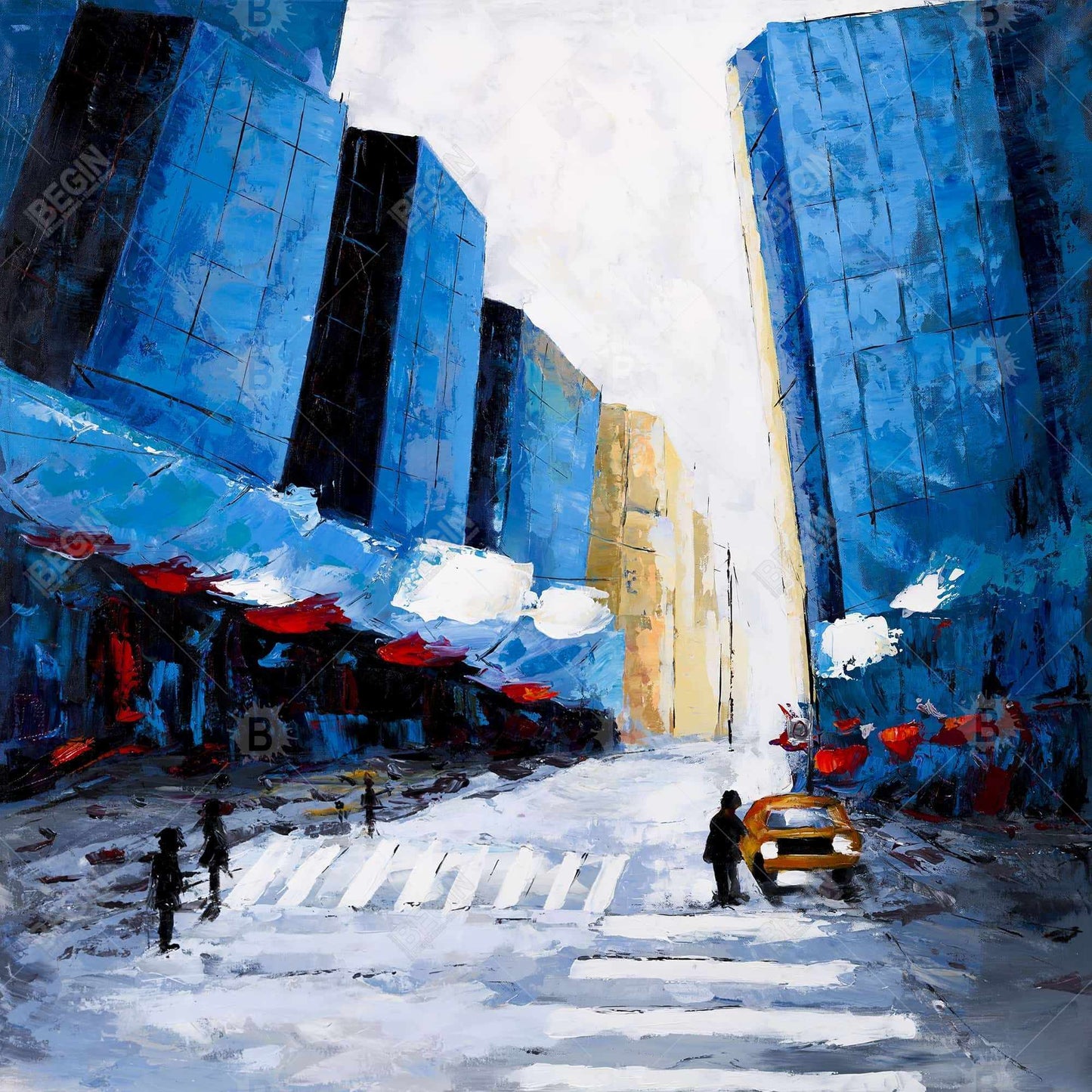 Blue Cities Bedroom Framed Canvas - Blue Buildings Home Decor