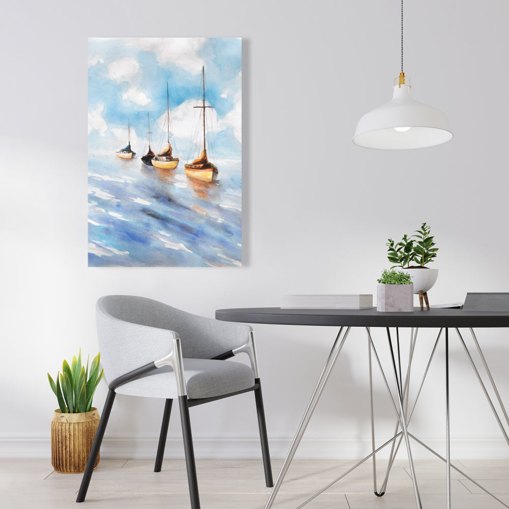 Toile côtière « Voiliers en mer » | Décoration de chambre marine