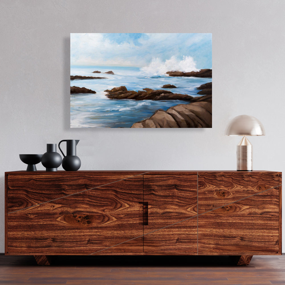 Seaside Wave Contemporary Bedroom Canvas | Home Decor Art