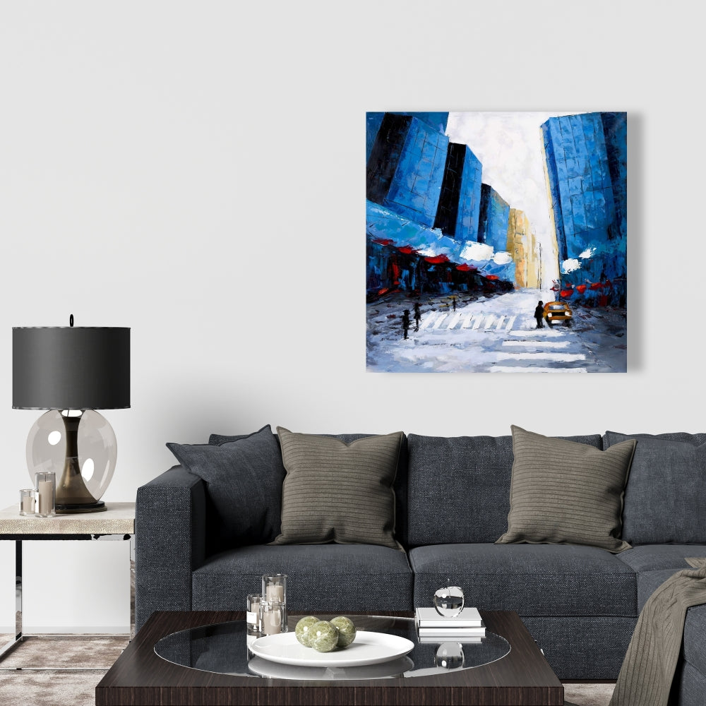 Cities Blue Bedroom Canvas - Blue Buildings Home Decor Art