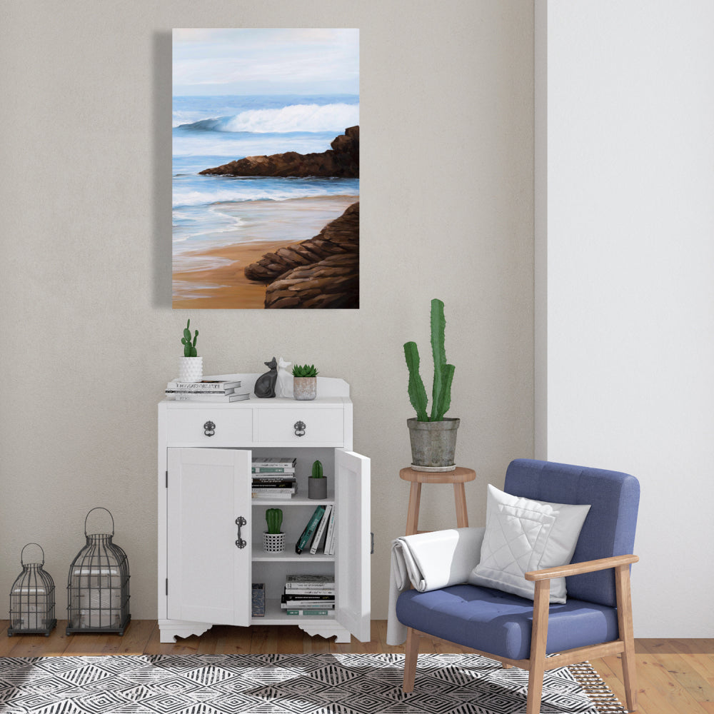 Coastal Bedroom Canvas - Rocks and Seaside Marine Decor