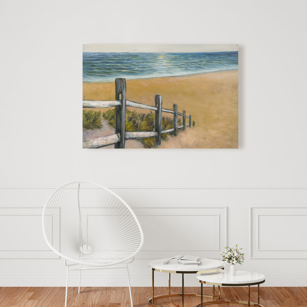 Quiet Seaside Canvas - Blue Bedroom Contemporary Wall Art
