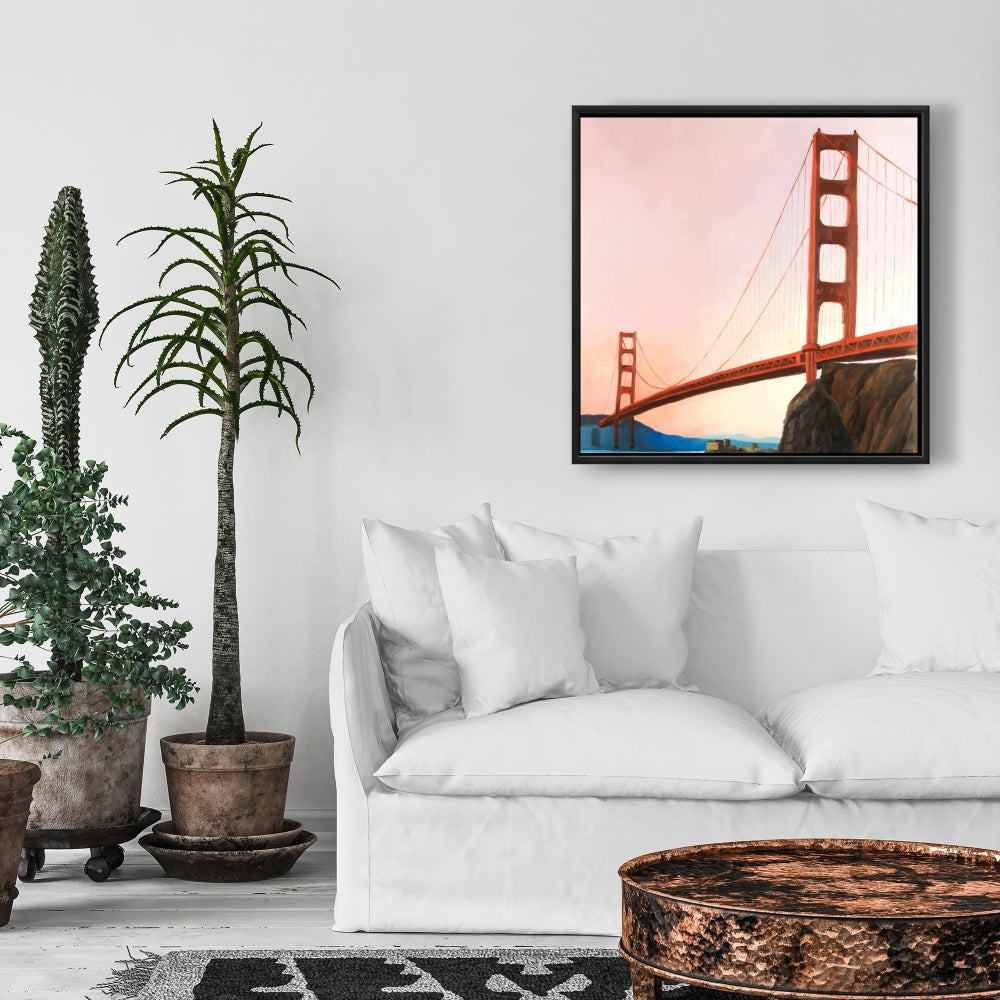 Sunset on the Golden Gate Bridge Canvas | Modern Home Decor