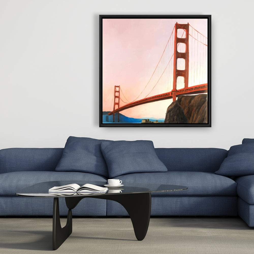Sunset on the Golden Gate Bridge Canvas | Modern Home Decor